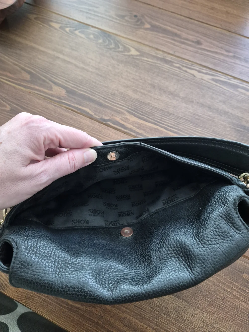 Michael Kors Aria Black Studded Leather Shoulder Bag